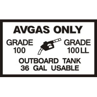 AVGAS OUTBOARD Fuel Placards Decals