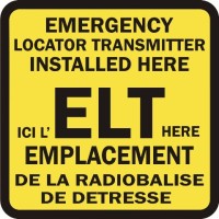 ELT Installed Here Aircraft Warning Placards Decals